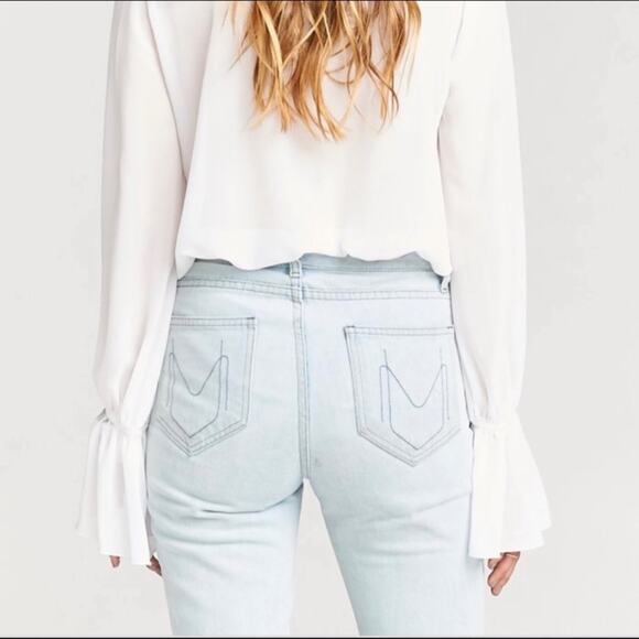 NWT Show Me Your MuMu Brooklyn High Rise Light Wash Raw Hem Jeans - Picture 2 of 10